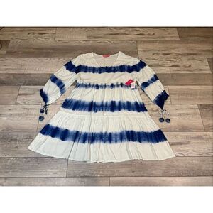 Simply Southern blue and white tie-dye knee length midi dress size L